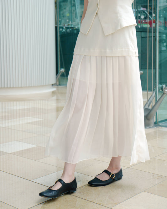 Linen Chiffon pleated Skirt