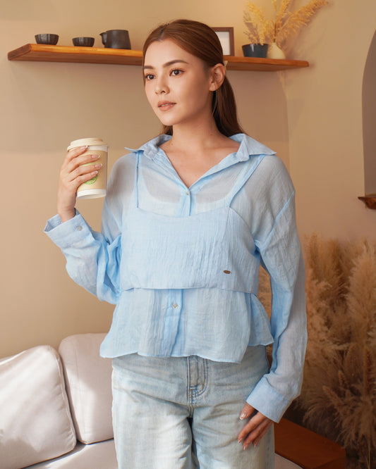 Sheer 2-Layer Shirt Set